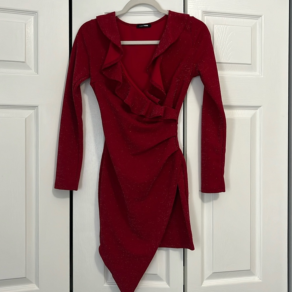 Red long sleeve dress